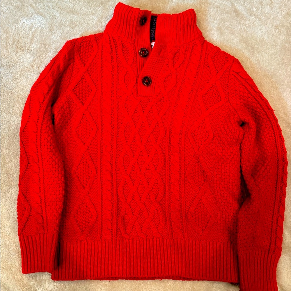 Boys red GAP cable knit sweater, size S (6-7)